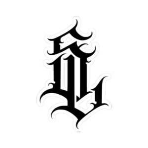 Gothic Monogram Sticker — Black Old English Letter Decal (Kiss-Cut)