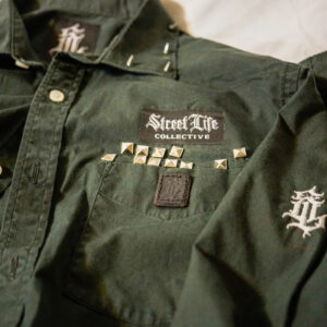 1/1 Dress Shirt Leather Patch Distressed Embroidered